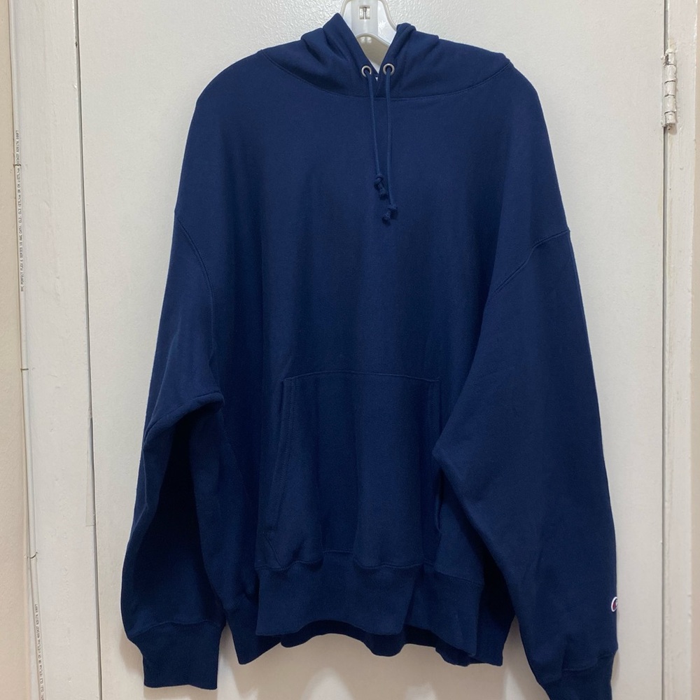 NEW Champion Men's Navy Blue Reverse Weave Hooded Sweatshirt Size 2XL-S1051 - Picture 5 of 13